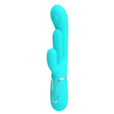 Party Up Andy Multi Function Vibrator Teal 22.2 Centimeter USB Rechargeable Rabbit Vibrator with Flicking and Thumping Tip VIBRATORS-RABBIT-MULTI